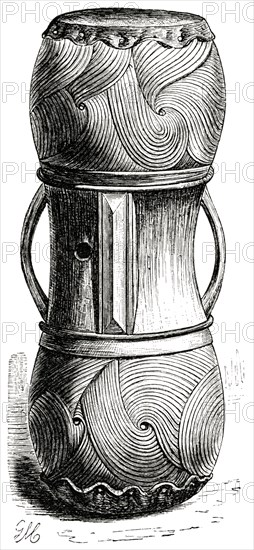 Ambuella Drum, Africa, Illustration, 1885