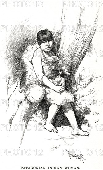 Patagonian Indian Woman,  Illustration by Thure de Thulstrup, Harper's Monthly Magazine, 1891