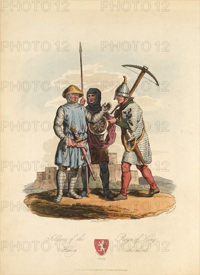 Soldiers of the Reign of King Henry the Third, 1259, Etching by I.A. Atkinson, 1814