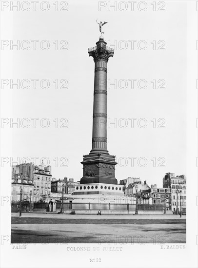 Colonne de Juillet, Paris, France, Silver Albumen Print, Edouard Baldus, 1860's