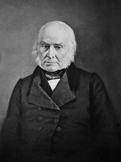 John Quincy Adams (1767-1848), Sixth President of the United States, Half-Length Portrait, Daguerreotype, Mathew Brady, 1840's