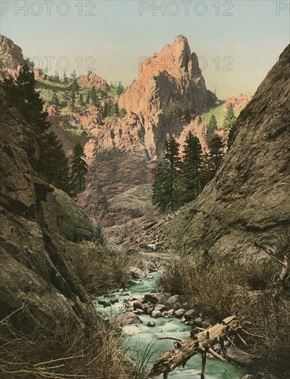 South Cheyenne Canyon, Colorado, USA, Photochrome Print, Detroit Publishing Company, 1901