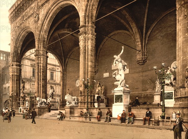 Lodge of the Lancers, Loggia dei Lanzi, Florence, Italy, Photochrome Print, Detroit Publishing Company, 1900