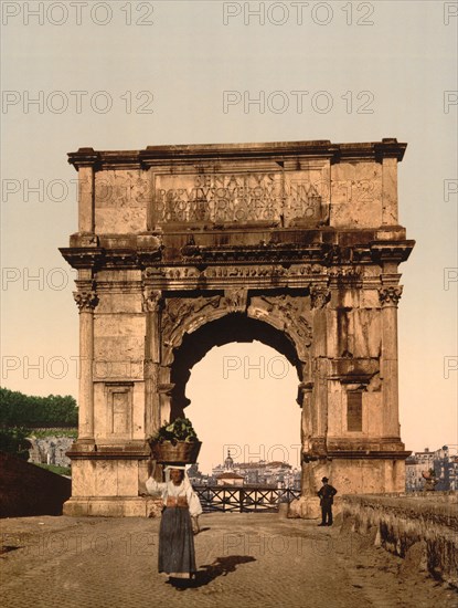 Triumphal Arch of Titus, Rome, Italy, Photochrome Print, Detroit Publishing Company, 1900