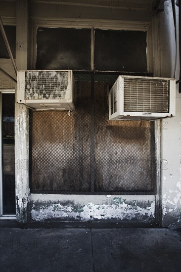 Air Conditioning Units Jutting Out Onto Sidewalk Leland Mississippi 