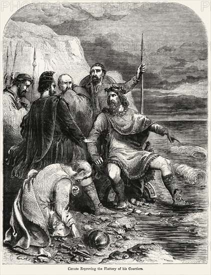 Canute Reproving the Flattery of his Courtiers, Illustration from John ...