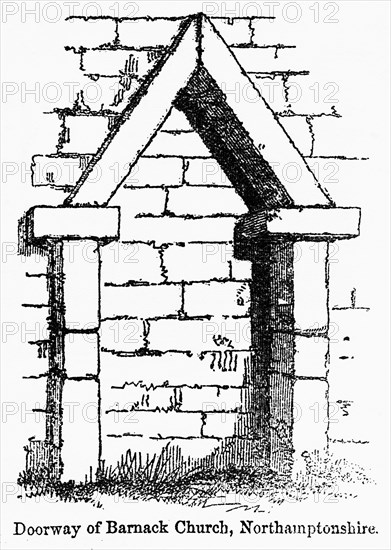 Doorway of Barnack Church, Northamptonshire, Illustration from John Cassell's Illustrated History of England, Vol. I from the earliest period to the reign of Edward the Fourth, Cassell, Petter and Galpin, 1857