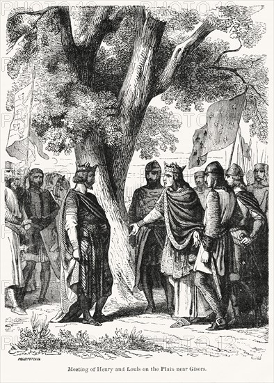 Meeting of Henry and Louis on the Plain near Gisors, Illustration from John Cassell's Illustrated History of England, Vol. I from the earliest period to the reign of Edward the Fourth, Cassell, Petter and Galpin, 1857