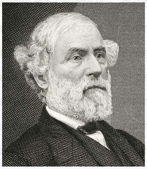 Robert E. Lee (1807-70) American and Confederate Soldier, Commanding General of the Confederate Forces during the American Civil War, Head and Shoulders Portrait, Steel Engraving, Portrait Gallery of Eminent Men and Women of Europe and America by Evert A. Duyckinck, Published by Henry J. Johnson, Johnson, Wilson & Company, New York, 1873