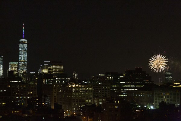 One World Trade Center and Fireworks at Night, Gay Pride Day,