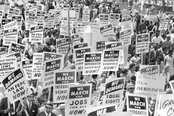 Protesters with Signs at March on Washington for Jobs and Freedom, Washington