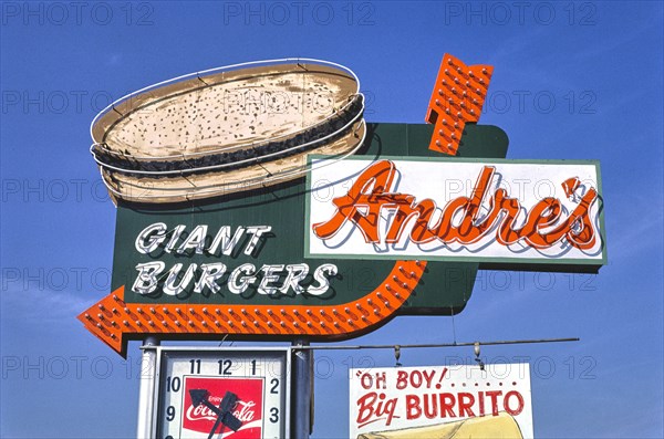 Andre's Giant Burgers fast food restaurant sign
