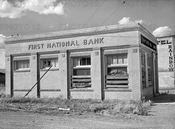 Abandoned First National Bank, Judith Basin, Montana, USA, Marion Post Wolcott, U.S. Farm Security Administration