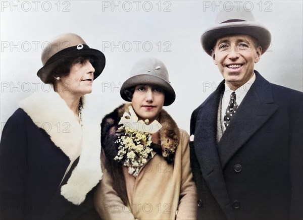 French jeweler Pierre Cartier with wife Elma Rumsey Cartier (left), and daughter Marion Rumsey Cartier (center), Bain News Service, 1926