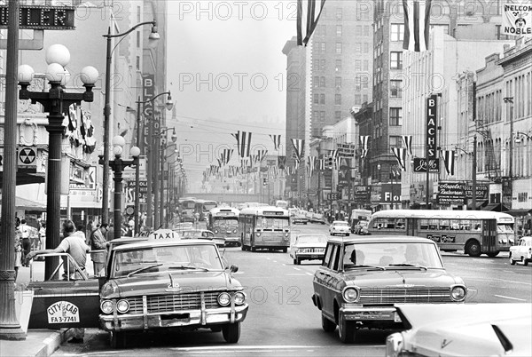 Street scene, commercial district, Birmingham, Alabama, USA, Marion S. Trikosko, U.S. News & World Report Magazine Photograph Collection, May 14, 1963