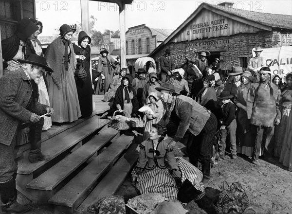 Barbara Stanwyck (center), on-set of the film, "California", Paramount Pictures, 1947