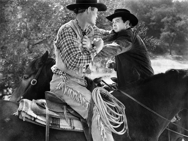 Chief Thundercloud, Robert Lowery, on-set of the film, "Call Of The Forest", Screen Guild Productions, 1949