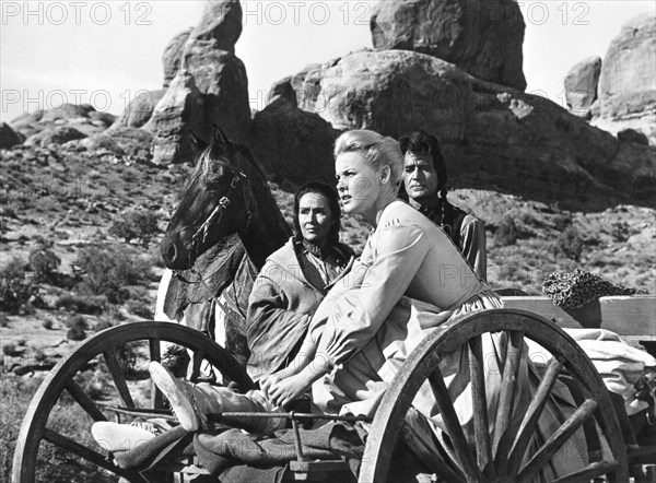 Dolores Del Rio, Carroll Baker, Gilbert Roland, on-set of the film, "Cheyenne Autumn", Warner Bros., 1964