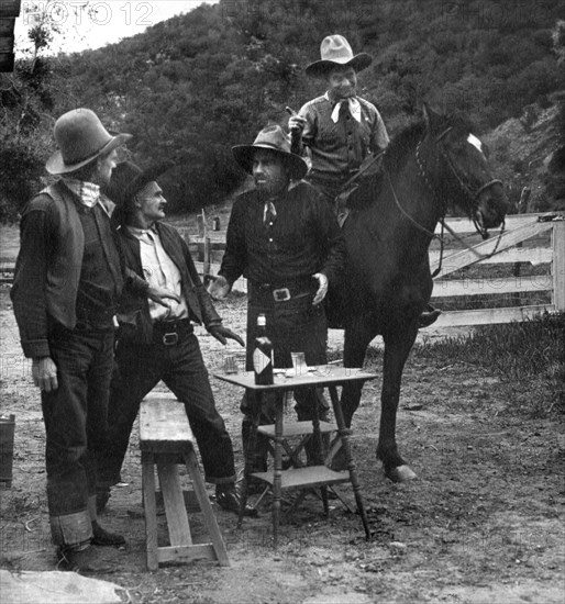 William Arthur "Billy" Sullivan, on-set of the silent film, "The Business End Of A .45", E.S. Co., 1927