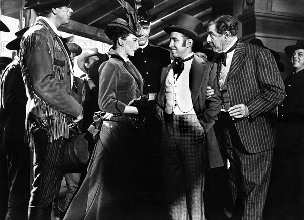 Allyn Ann McLerie, Philip Carey, Dick Wesson, Paul Harvey, on-set of the film, "Calamity Jane", Warner Bros., 1953