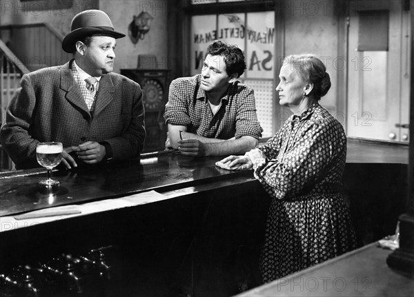 Dan Seymour, James Agee, Olive Carey, on-set of the Anthology film "Face To Face", segment "The Bride Comes to Yellow Sky", RKO Radio Pictures, 1952