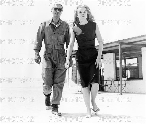 Peter van Eyck, Carroll Baker, on-set of the film, "Station Six Sahara", British Lion Films, 1963