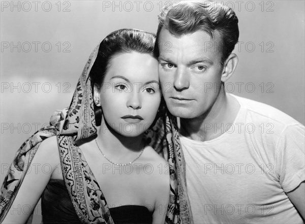 Carol Thurston, Dennis O'Keefe, on-set of the film, "The Story of Dr. Wassell", Paramount Pictures, 1944