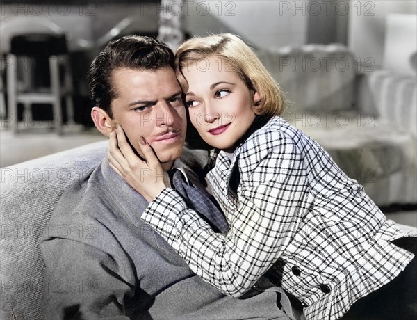 John Carroll, Constance Dowling, on-set of the film, "The Flame", Republic Pictures, 1947