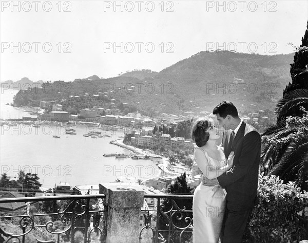 Gina Lollobrigida, Rock Hudson, on-set of the film, "Strange Bedfellows", Universal Pictures, 1965