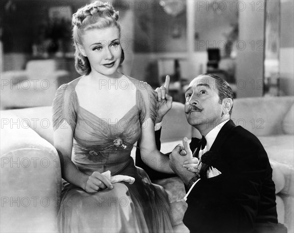 Ginger Rogers, Adolphe Menjou, on-set of the film, "Stage Door", RKO Radio Pictures, 1937