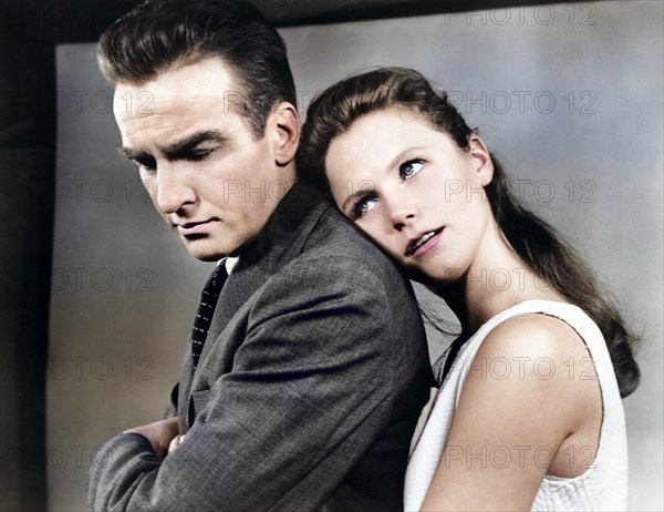 Montgomery Clift, Lee Remick, on-set of the film, "Wild River", 20th Century-Fox, 1960