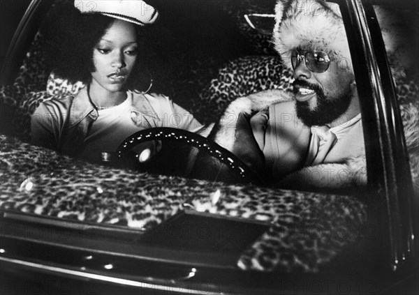 Joyce Walker, Roscoe Orman, on-set of the film, "Willie Dynamite", Universal Pictures, 1973