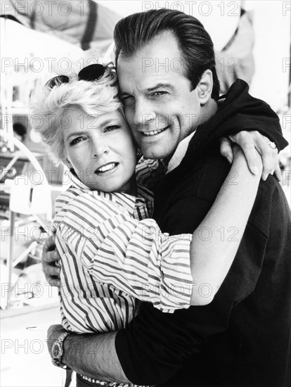 Meredith Baxter, Stephen Collins, on-set of the TV film, "A Woman Scorned: The Betty Broderick Story", CBS-TV, 1992