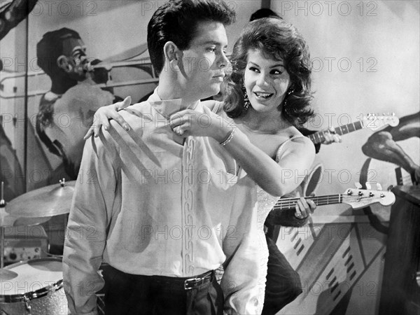 Cliff Richard, Sonya Cordeau, on-set of the British film, "The Young Ones", U.S. title: "Wonderful To Be Young", Warner-Pathe, Paramount Pictures, 1961