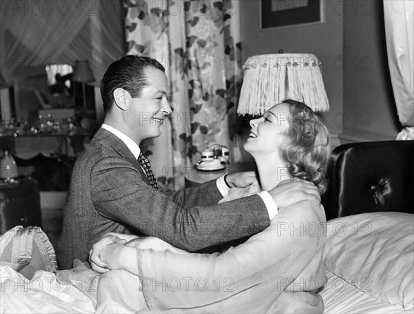 Robert Montgomery, Constance Cummings, on-set of the film, "Busman's Honeymoon", U.S. title: "Haunted Honeymoon", Loew's Inc., 1940