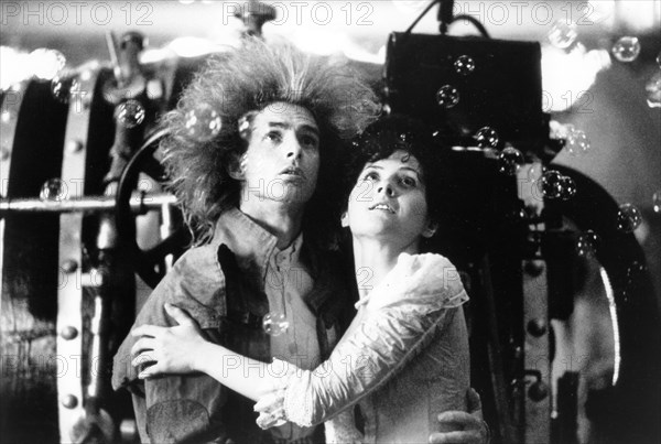 Yahoo Serious, Odile Le Clezio, on-set of the Australian film, "Young Einstein", Warner Bros., 1988