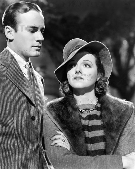 Richard Carlson, Janet Gaynor, on-set of the film, "The Young In Heart", United Artists, 1938