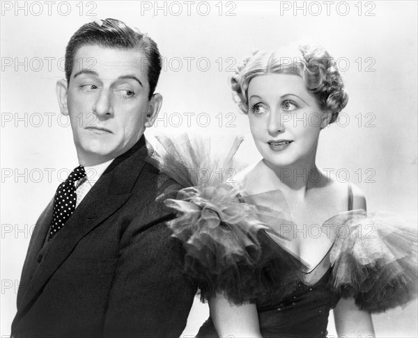 Edward Everett Horton, Genevieve Tobin, on-set of the film, "Uncertain Lady", Universal Pictures, 1934