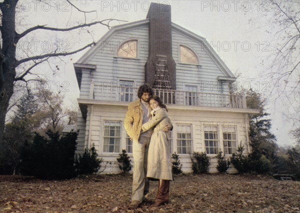 James Brolin, Margot Kidder, on-set of the film, "The Amityville Horror", American International Pictures, 1979