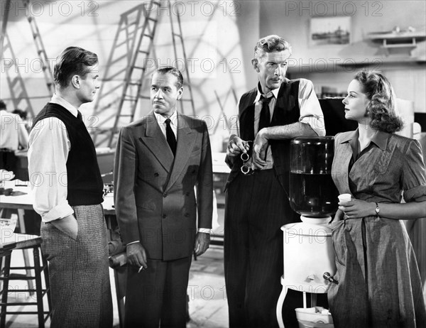 Kent Smith, Jack Holt, Alan Napier, Jane Randolph, on-set of the film, "Cat People", RKO Radio Pictures, 1942