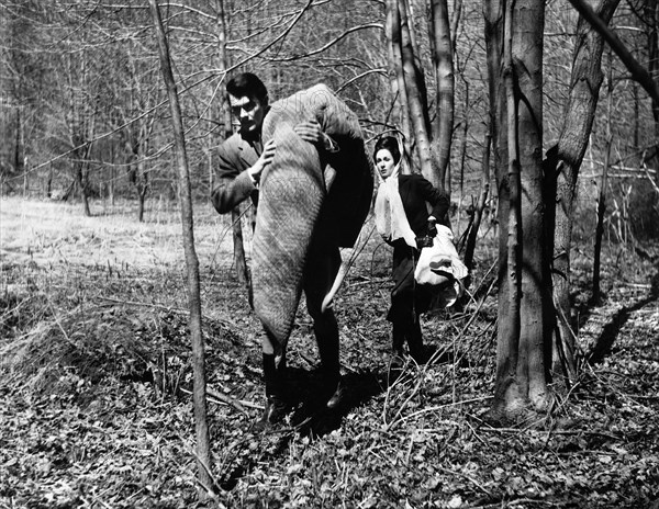 Robert Milli, Margot Hartman, on-set of the film, "The Curse Of The Living Corpse", 20th Century-Fox, 1964