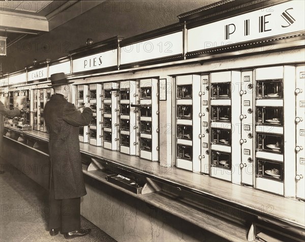 Automat, 977 Eighth Avenue, New York City, New York, USA, Berenice Abbott, Federal Art Project, "Changing New York", February 1936