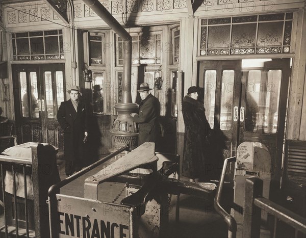 El station, Sixth and Ninth Avenue Lines, downtown side, 72nd Street and Columbus Avenue, New York City, New York, USA, Berenice Abbott, Federal Art Project, "Changing New York", February 1936