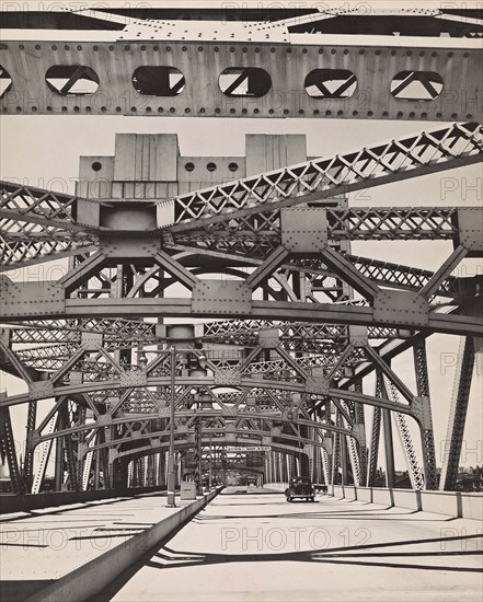 Triborough Bridge, steel girders, New York City, New York, USA, Berenice Abbott, Federal Art Project, "Changing New York", June 1937