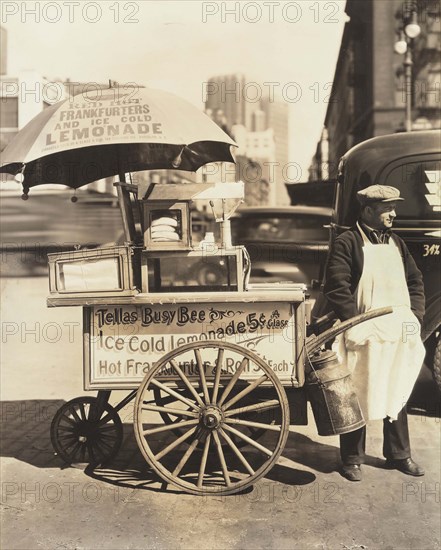 Hot Dog Stand, West Street and North Moore Street, New York City, New York, USA, Berenice Abbott, Federal Art Project, "Changing New York", April 1936