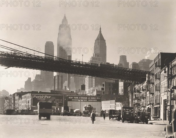 Waterfront, South Street, New York City, New York, USA, Berenice Abbott, Federal Art Project, "Changing New York", October 1935