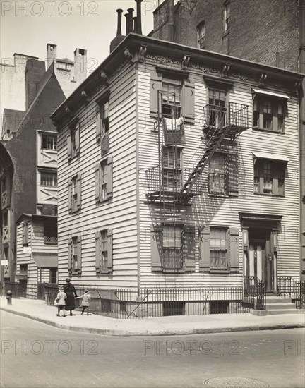 Wood frame house, Bedford and Grove Streets, New York City, New York, USA, Berenice Abbott, Federal Art Project, "Changing New York", May 1936