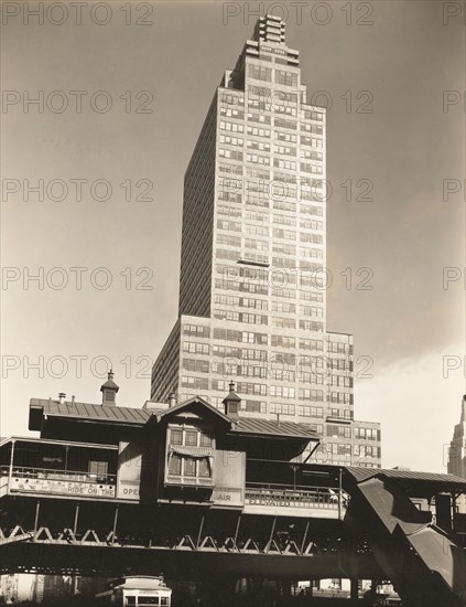 McGraw Hill Building, From 42nd Street and Ninth Avenue looking east, New York City, New York, USA, Berenice Abbott, Federal Art Project, "Changing New York", May 1936