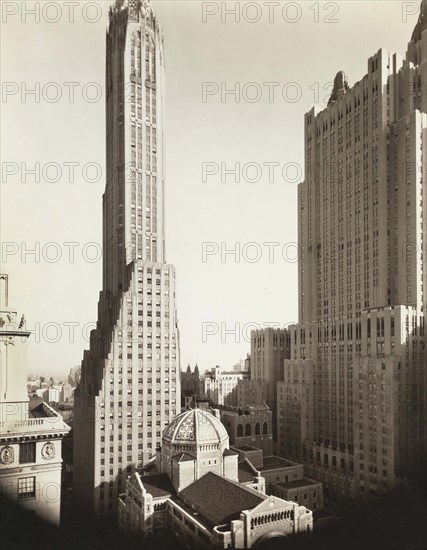 St. Bartholomew's, Waldorf Astoria, General Electric Building, Park Avenue and 51st Street, Berenice Abbott, Federal Art Project, "Changing New York", April 1936