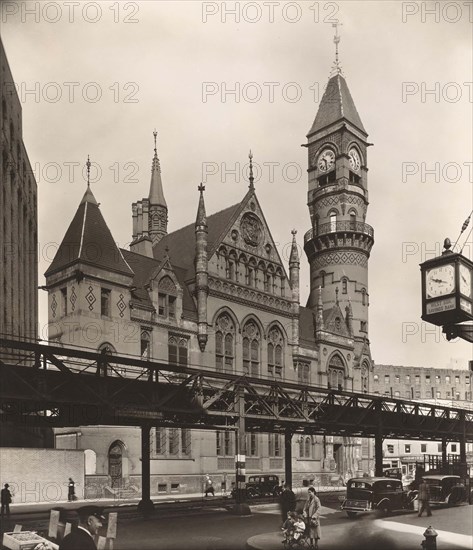 Jefferson Market Court, Southwest corner of Sixth Avenue and West 10th Street, New York City, New York, USA, Berenice Abbott, Federal Art Project, "Changing New York", October 1935